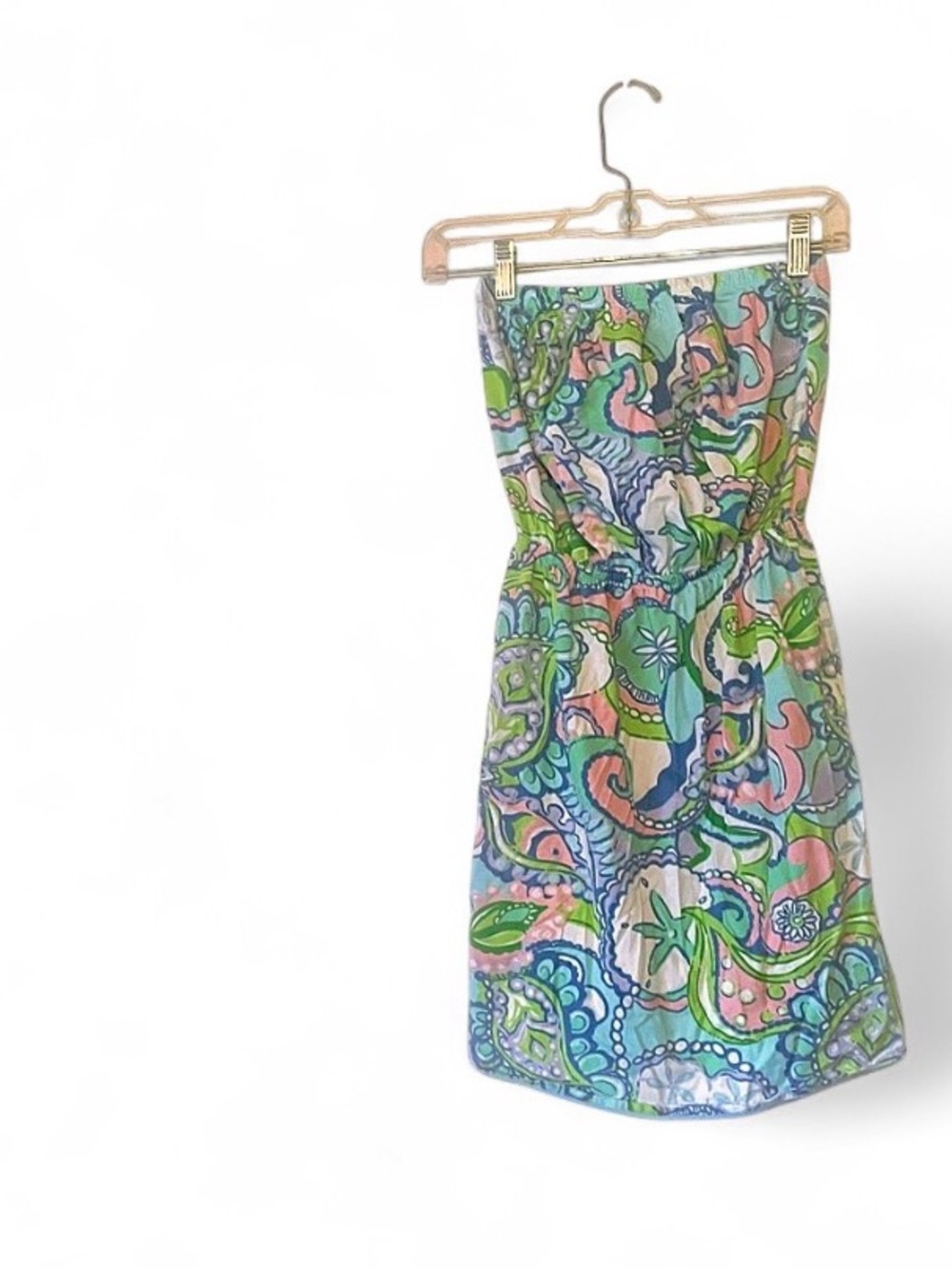 Lilly Pulitzer Windsor Strapless Dress Multi Conch Republic Paisley Size XS